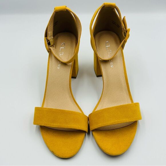 Chinese Laundry Women's Jody Yellow Suede Block Heel Sandals SZ 10 Ankle Strap - Picture 2 of 11